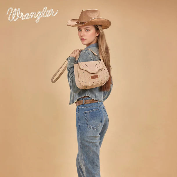 Load image into Gallery viewer, WG333-2003TN - Wrangler Aztec Saddle Crossbody Bag - Tan

