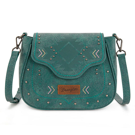 WG333-2003TQ - Wrangler Aztec Saddle Crossbody Bag - Turquoise