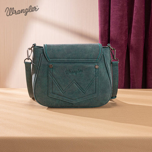WG333-2003TQ - Wrangler Aztec Saddle Crossbody Bag - Turquoise