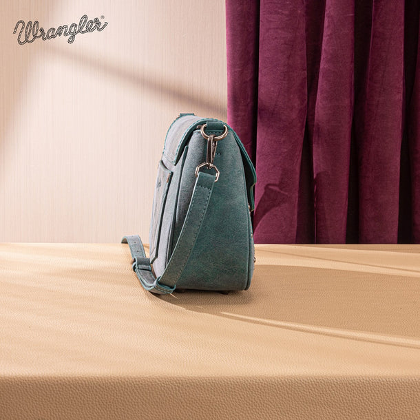 Load image into Gallery viewer, WG333-2003TQ - Wrangler Aztec Saddle Crossbody Bag - Turquoise
