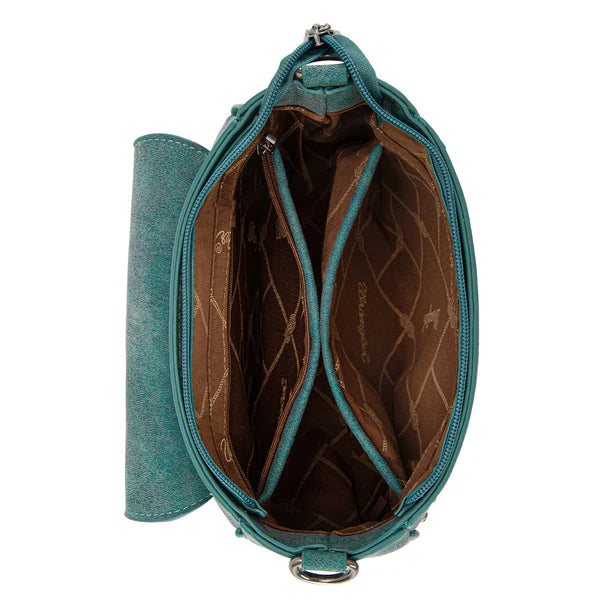 Load image into Gallery viewer, WG333-2003TQ - Wrangler Aztec Saddle Crossbody Bag - Turquoise
