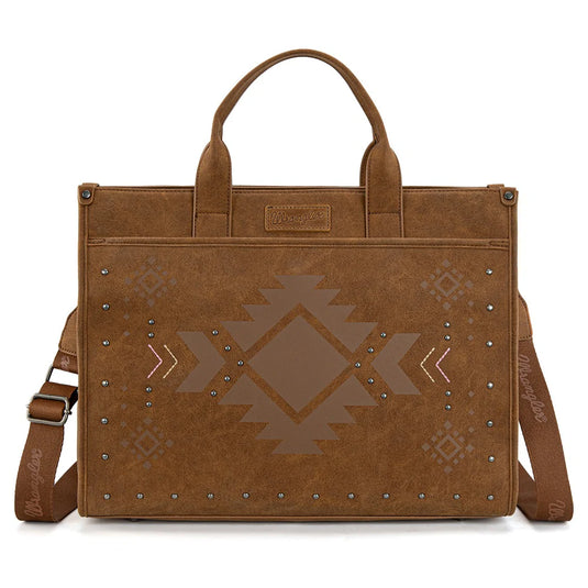 WG333-8119BR - Wrangler Aztec Tote Bag - Brown