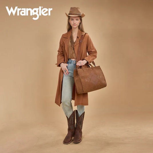 WG333-8119BR - Wrangler Aztec Tote Bag - Brown