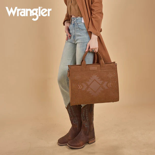 Load image into Gallery viewer, WG333-8119BR - Wrangler Aztec Tote Bag - Brown
