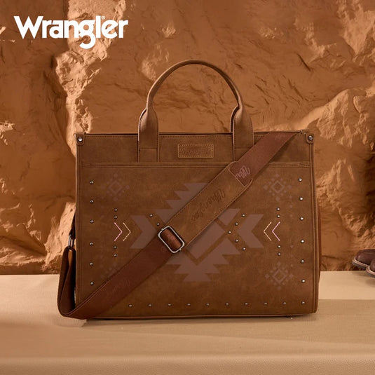WG333-8119BR - Wrangler Aztec Tote Bag - Brown
