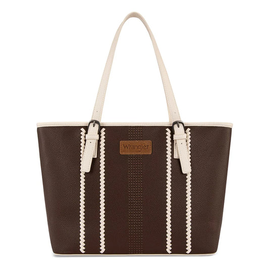 WG336-2002CF-BG - Wrangler Braided Tote Shoulder Bag - Coffee-Beige