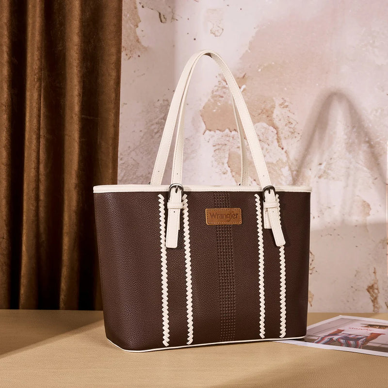 Load image into Gallery viewer, WG336-2002CF-BG - Wrangler Braided Tote Shoulder Bag - Coffee-Beige
