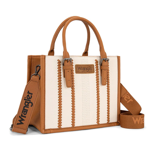 WG336-8120SBG-BR - Wrangler Braided Tote Bag - Beige-Brown