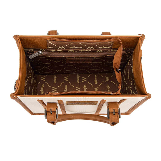 WG336-8120SBG-BR - Wrangler Braided Tote Bag - Beige-Brown