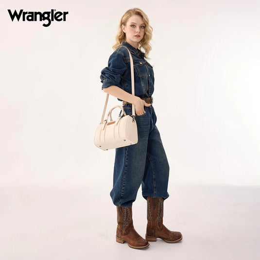 WG336-9013BG - Wrangler Braided Crossbody Boston Bag - Beige