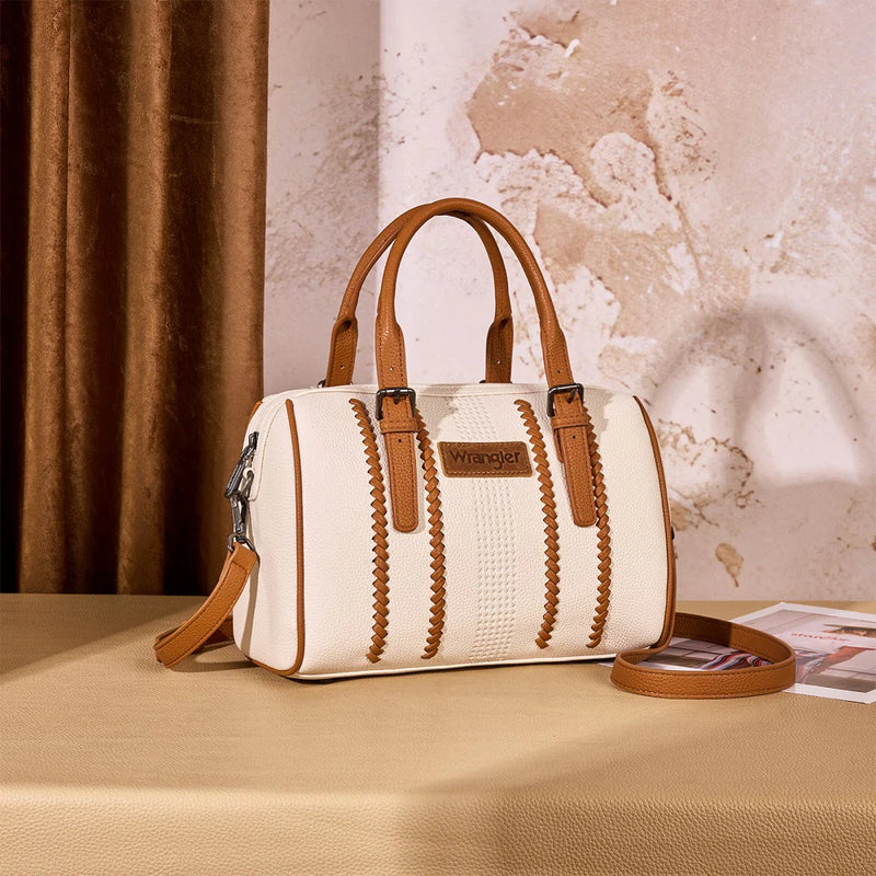 Load image into Gallery viewer, WG336-9013BG-BR - Wrangler Braided Crossbody Boston Bag - Beige-Brown
