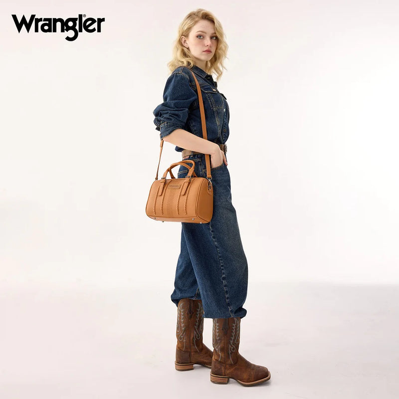 Load image into Gallery viewer, WG336-9013BR - Wrangler Braided Crossbody Boston Bag - Brown
