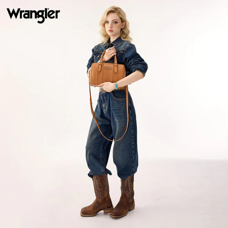 Load image into Gallery viewer, WG336-9013BR - Wrangler Braided Crossbody Boston Bag - Brown
