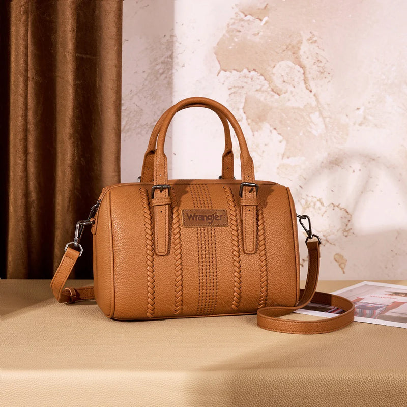 Load image into Gallery viewer, WG336-9013BR - Wrangler Braided Crossbody Boston Bag - Brown
