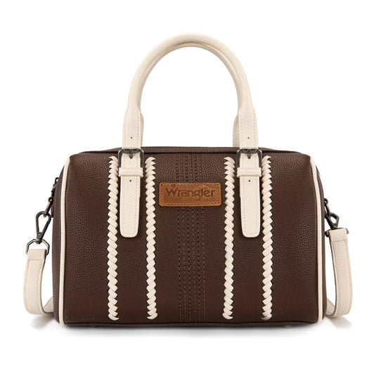 WG336-9013CF-BG - Wrangler Braided Crossbody Boston Bag - Coffee-Beige
