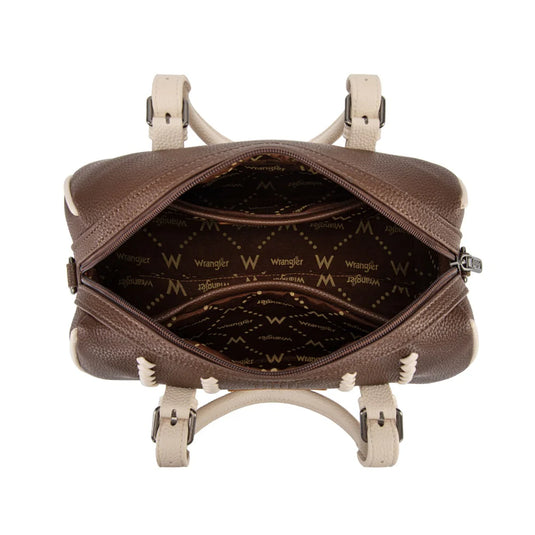 WG336-9013CF-BG - Wrangler Braided Crossbody Boston Bag - Coffee-Beige