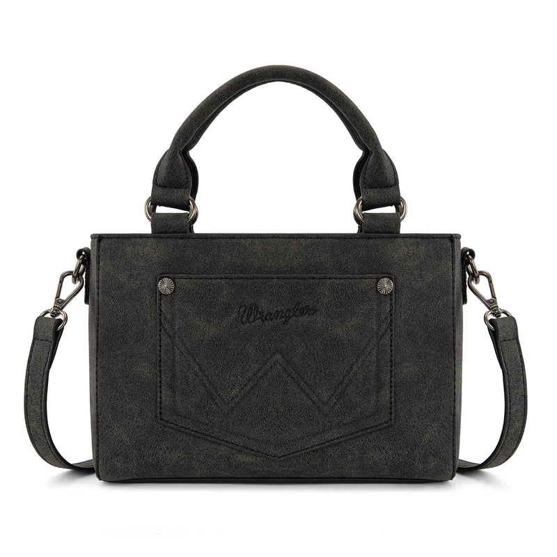 Load image into Gallery viewer, WG337-2003BK - Wrangler Embroidered Swirl Mini Satchel/ Crossbody - Black
