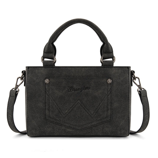 WG337-2003BK - Wrangler Embroidered Swirl Mini Satchel/ Crossbody - Black