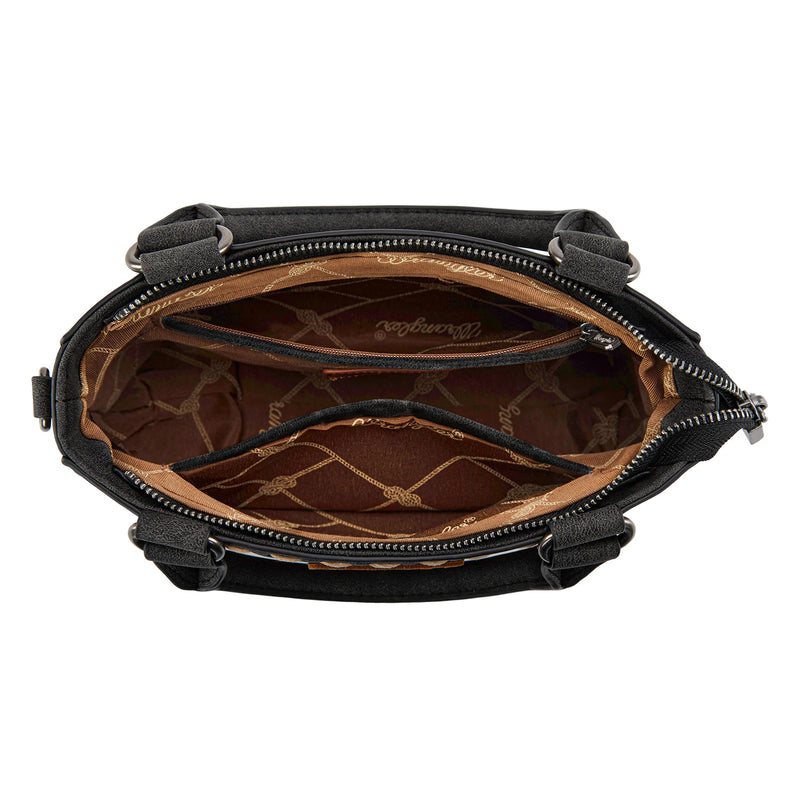 Load image into Gallery viewer, WG337-2003BK - Wrangler Embroidered Swirl Mini Satchel/ Crossbody - Black
