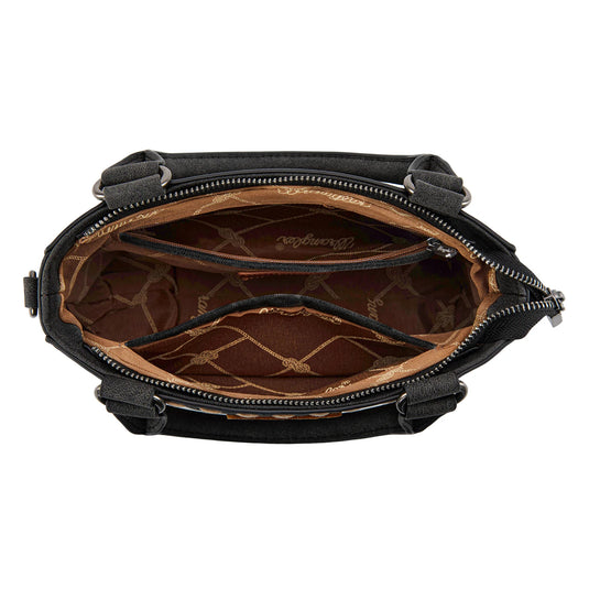 WG337-2003BK - Wrangler Embroidered Swirl Mini Satchel/ Crossbody - Black