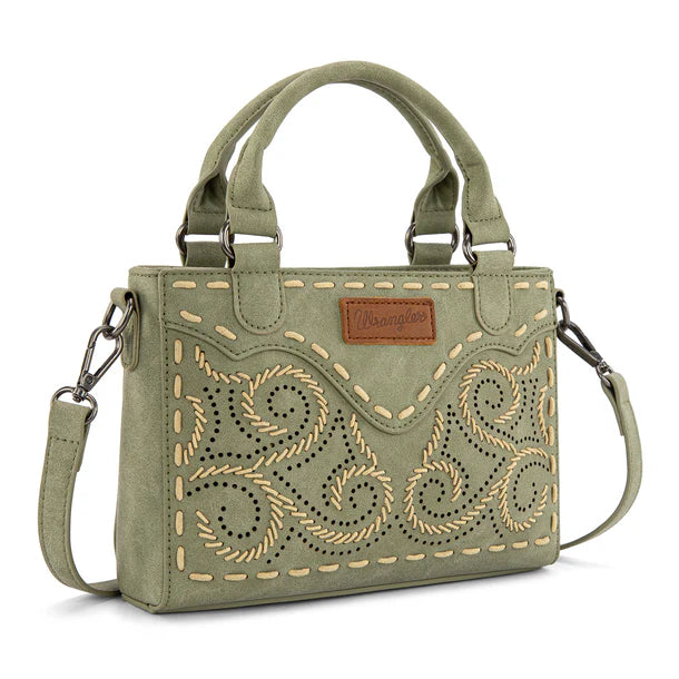 Load image into Gallery viewer, WG337-2003GN - Wrangler Embroidered Swirl Mini Satchel/ Crossbody - Green
