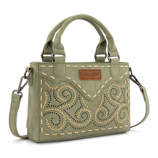 WG337-2003GN - Wrangler Embroidered Swirl Mini Satchel/ Crossbody - Green