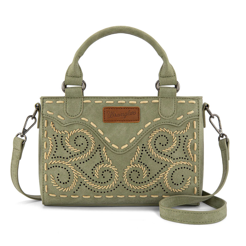 Load image into Gallery viewer, WG337-2003GN - Wrangler Embroidered Swirl Mini Satchel/ Crossbody - Green
