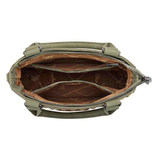 WG337-2003GN - Wrangler Embroidered Swirl Mini Satchel/ Crossbody - Green