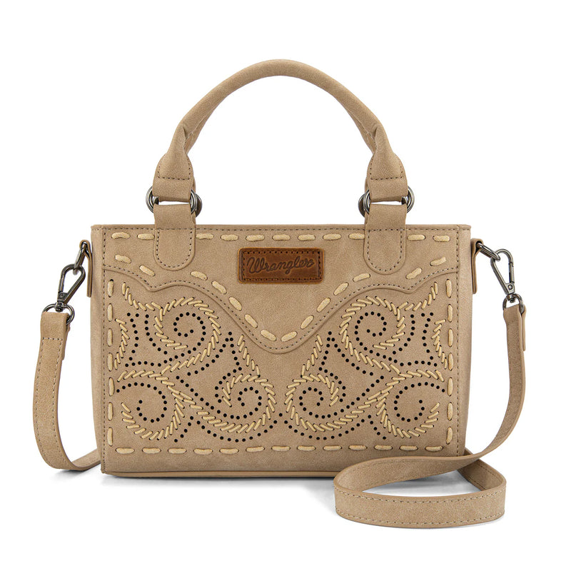 Load image into Gallery viewer, WG337-2003TN - Wrangler Embroidered Swirl Mini Satchel/ Crossbody - Tan
