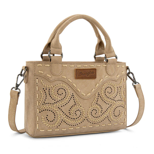 Load image into Gallery viewer, WG337-2003TN - Wrangler Embroidered Swirl Mini Satchel/ Crossbody - Tan
