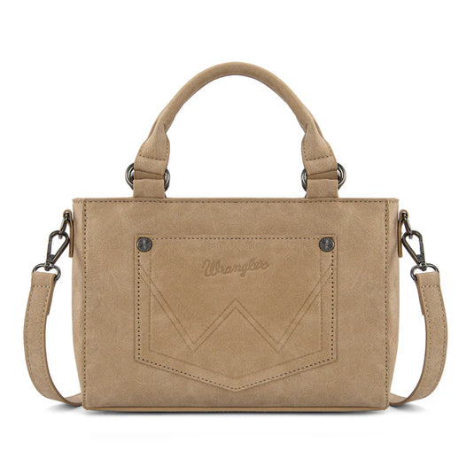 WG337-2003TN - Wrangler Embroidered Swirl Mini Satchel/ Crossbody - Tan