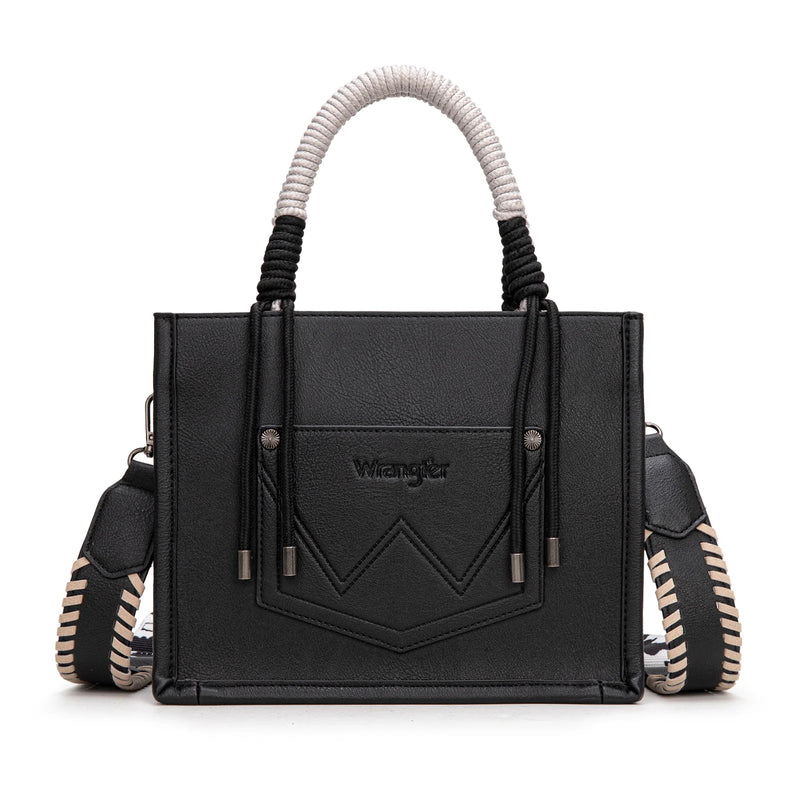 Load image into Gallery viewer, WG386-8120SBK - Wrangler Cow Print Tote/Crossbody - Black
