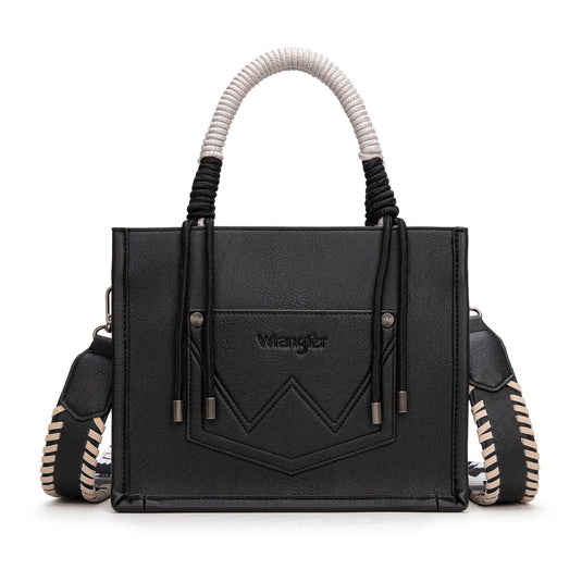 WG386-8120SBK - Wrangler Cow Print Tote/Crossbody - Black