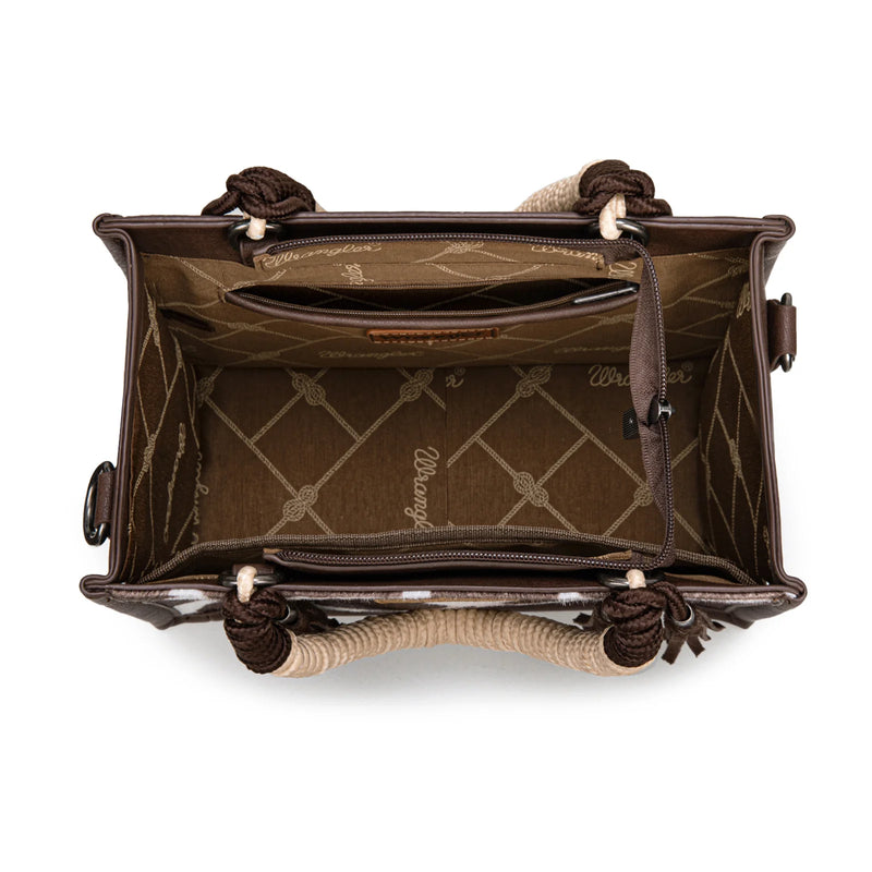 Load image into Gallery viewer, WG386-8120SCF - Wrangler Cow Print Tote/Crossbody - Coffee
