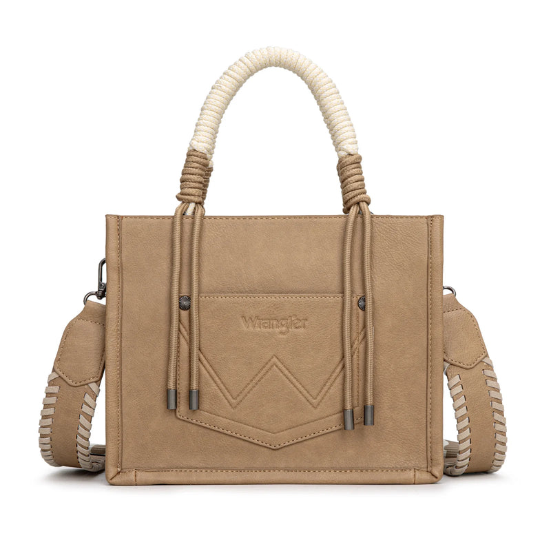 Load image into Gallery viewer, WG386-8120SKH - Wrangler Cow Print Tote/Crossbody - Khaki
