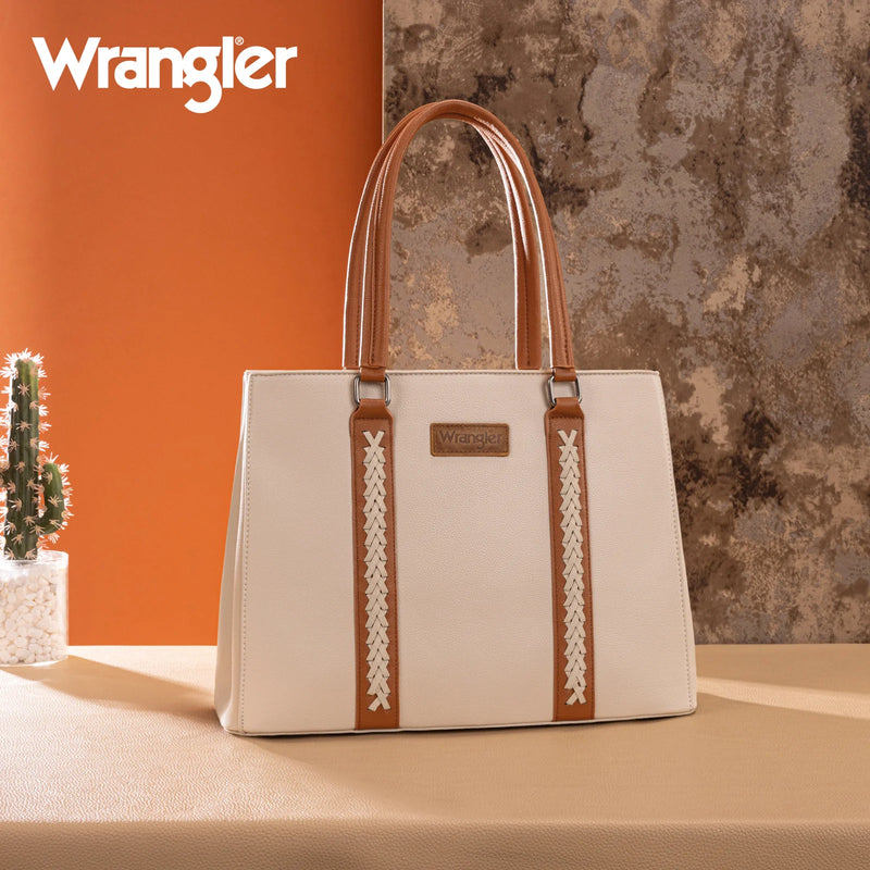 Load image into Gallery viewer, WG387-8119BR-TN - Wrangler Dual Compartment Carry-All Tote - Brown-Tan
