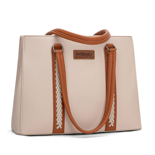 WG387-8119BR-TN - Wrangler Dual Compartment Carry-All Tote - Brown-Tan