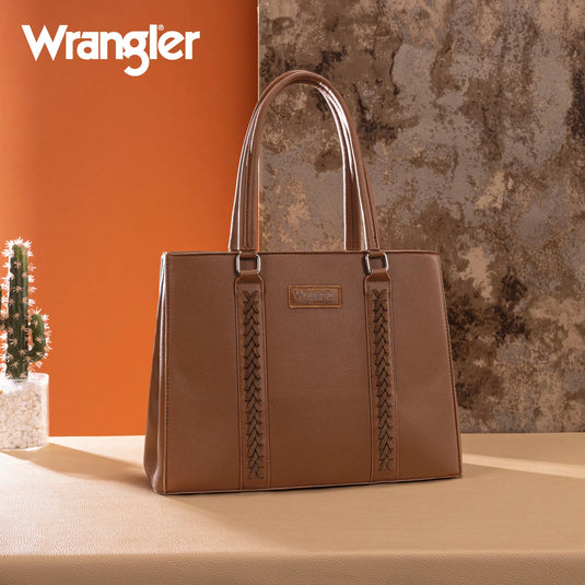 WG387-8119DBR - Wrangler Dual Compartment Carry-All Tote - Dark Brown