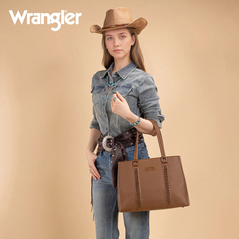 Load image into Gallery viewer, WG387-8119DBR - Wrangler Dual Compartment Carry-All Tote - Dark Brown
