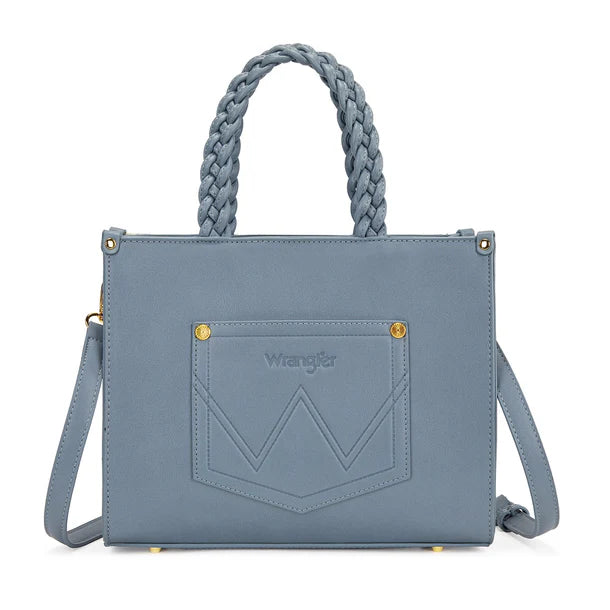 Load image into Gallery viewer, WG438-8120JN - Wrangler Floral Print Braided Tote Bag - Jean
