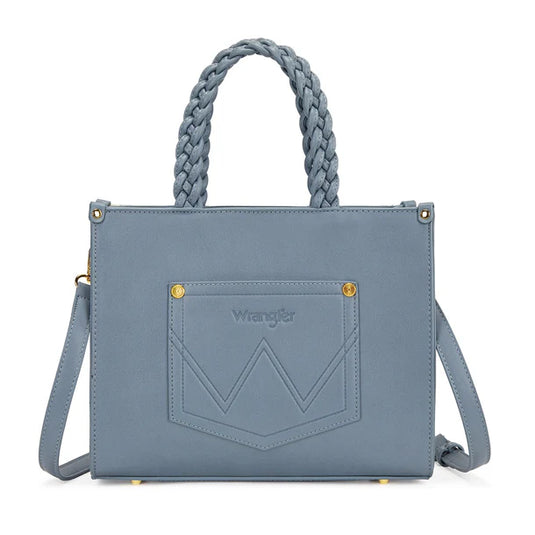 WG438-8120JN - Wrangler Floral Print Braided Tote Bag - Jean