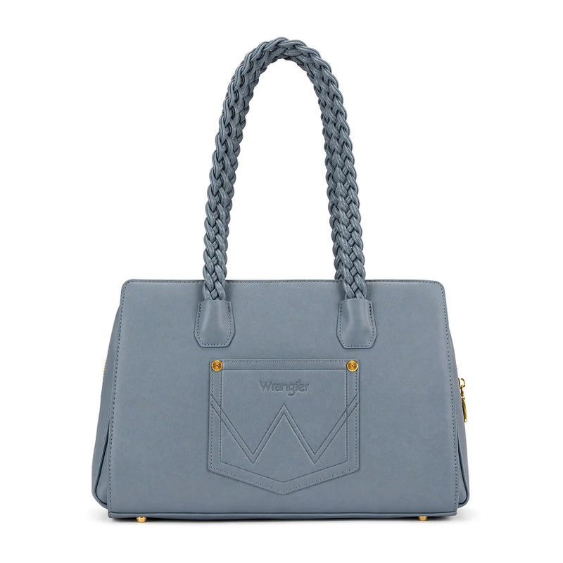 Load image into Gallery viewer, WG438-8130JN - Wrangler Floral Print Braided Satchel Bag - Jean
