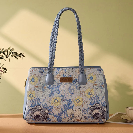 WG438-8130JN - Wrangler Floral Print Braided Satchel Bag - Jean