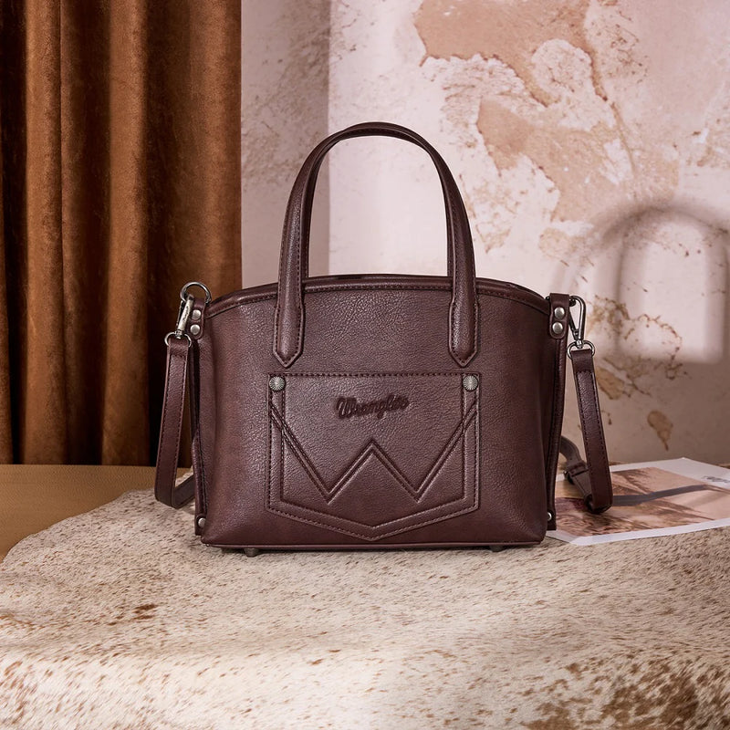 Load image into Gallery viewer, WG443-8015CF - Wrangler Scroll Print Satchel Bag - Coffee
