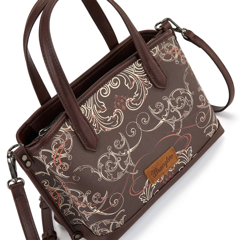 Load image into Gallery viewer, WG443-8015CF - Wrangler Scroll Print Satchel Bag - Coffee
