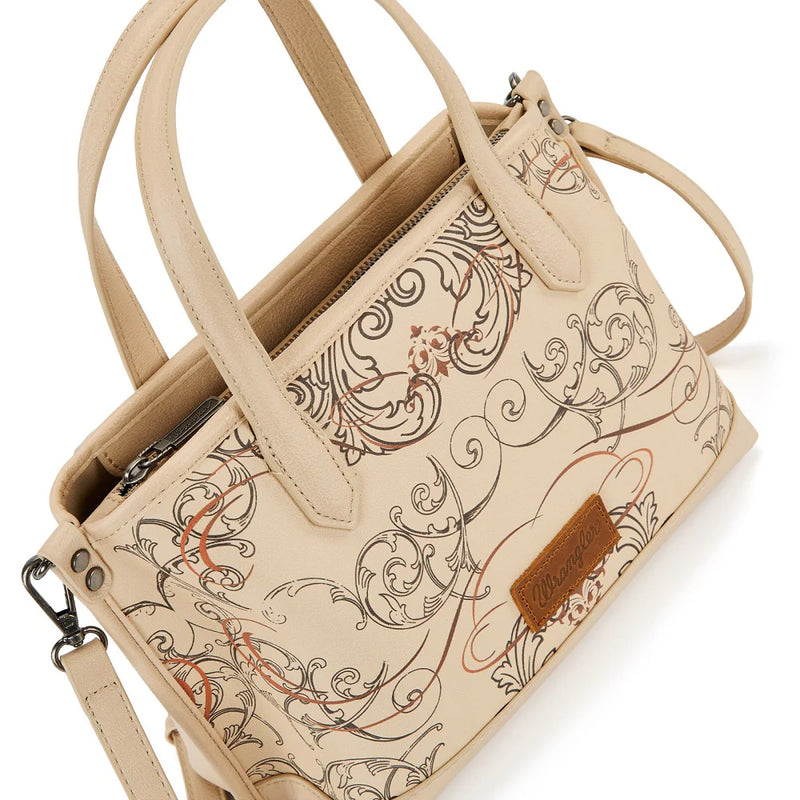 Load image into Gallery viewer, WG443-8015TN - Wrangler Scroll Print Satchel Bag - Tan
