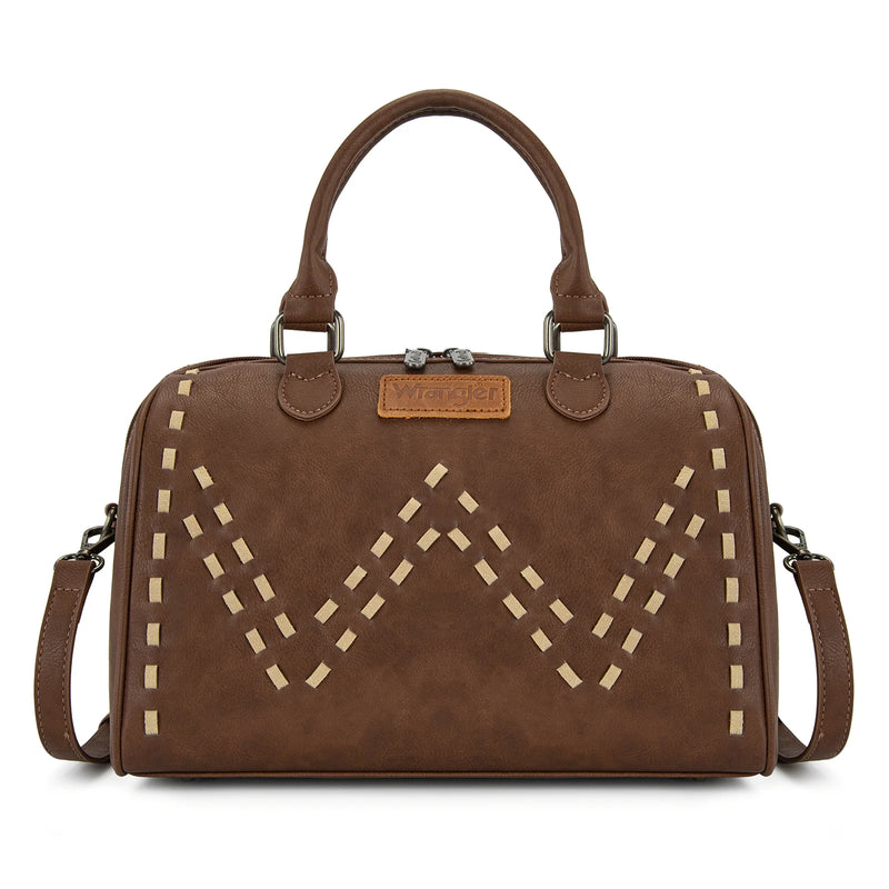 Load image into Gallery viewer, WG449-5112CF - Wrangler Stitch Detail Classic Barrel Satchel/Crossbody -Coffee
