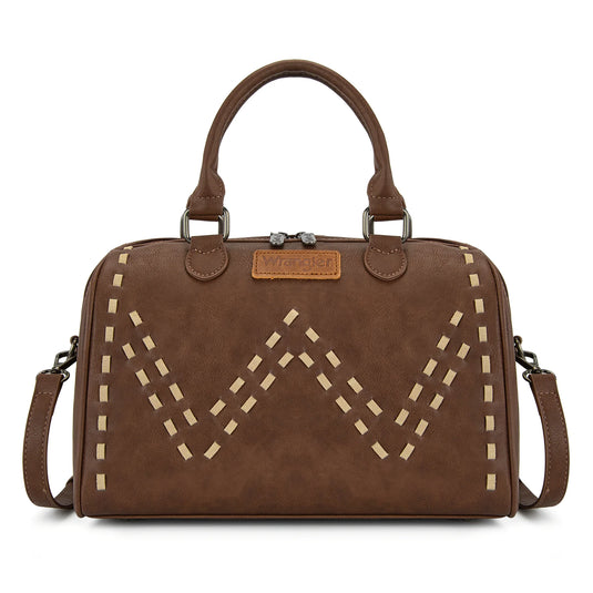 WG449-5112CF - Wrangler Stitch Detail Classic Barrel Satchel/Crossbody -Coffee