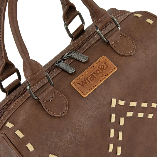 WG449-5112CF - Wrangler Stitch Detail Classic Barrel Satchel/Crossbody -Coffee