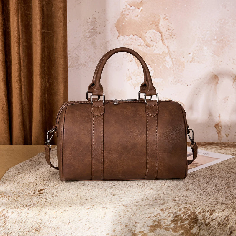 Load image into Gallery viewer, WG449-5112CF - Wrangler Stitch Detail Classic Barrel Satchel/Crossbody -Coffee
